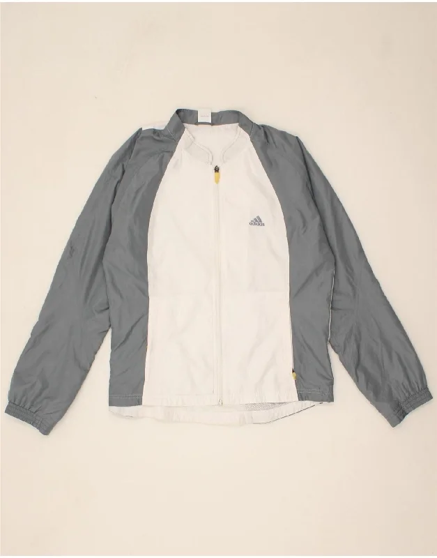 ADIDAS Womens Tracksuit Top Jacket UK 16 Large Grey Colourblock Polyester Bomber Jacket Anorak Windbreaker ADIDAS Womens Tracksuit Top Jacket UK 16 Large Grey Colourblock Polyester Bomber Jacket Anorak Windbreaker