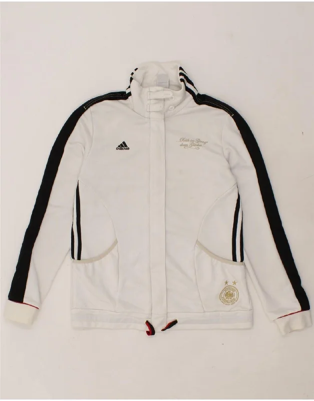 ADIDAS Womens Tracksuit Top Jacket UK 16 Large White Colourblock Polyester