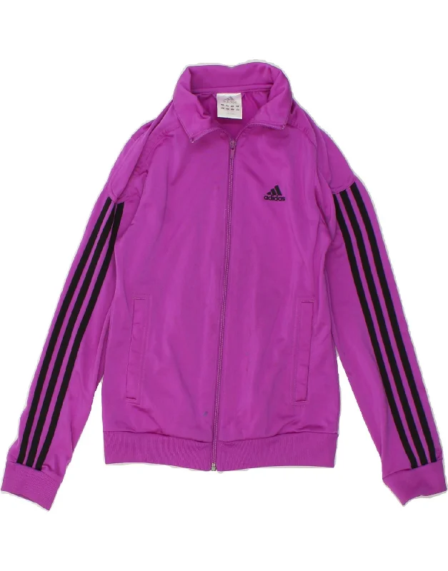 ADIDAS Womens Tracksuit Top Jacket UK 8 Small  Purple Polyester V-Neck Jacket Boat Neck Jacket Square Neck Jacket