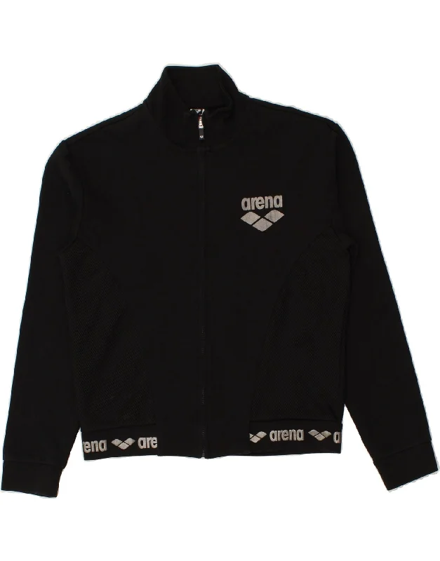 ARENA Womens Graphic Tracksuit Top Jacket UK 16 Large Black Cotton Knit Jacket Woven Jacket Fleece Jacket ARENA Womens Graphic Tracksuit Top Jacket UK 16 Large Black Cotton Knit Jacket Woven Jacket Fleece Jacket