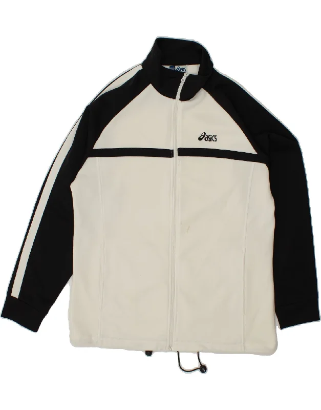 ASICS Womens Graphic Tracksuit Top Jacket UK 18 XL Off White Colourblock One-Shoulder Jacket Off-the-Shoulder Jacket Asymmetrical Jacket ASICS Womens Graphic Tracksuit Top Jacket UK 18 XL Off White Colourblock One-Shoulder Jacket Off-the-Shoulder Jacket Asymmetrical Jacket