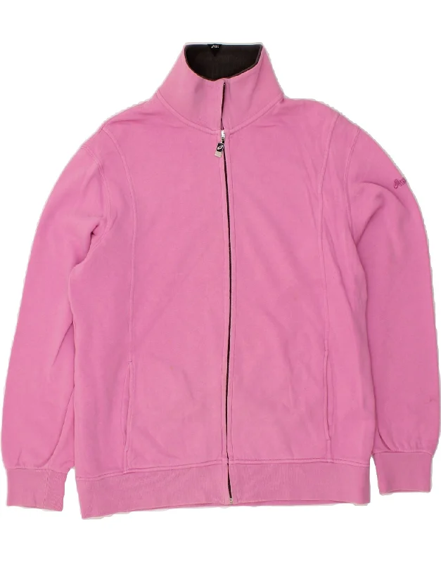 ASICS Womens Tracksuit Top Jacket UK 18 XL Pink Cotton Cardigan Sweater Pullover