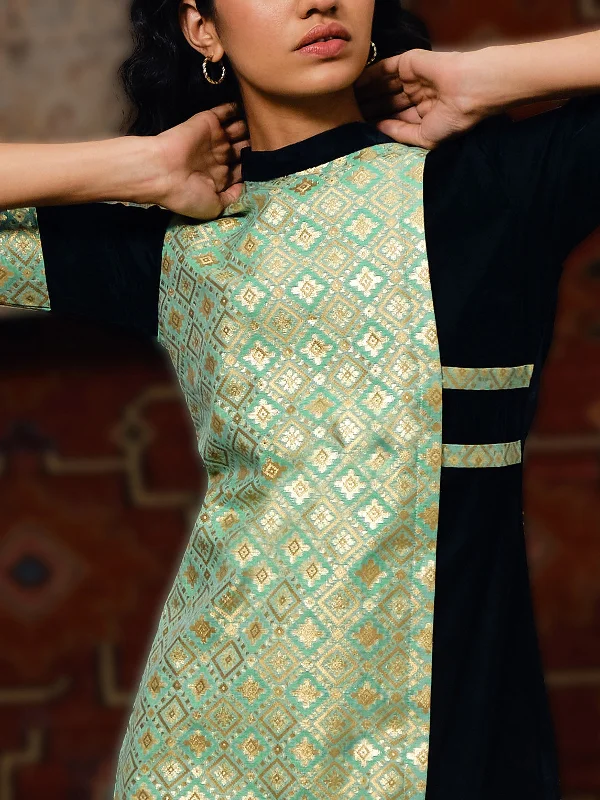 Banarsi Jacket Dress Green Satin Jacket Silk Jacket Chiffon Jacket