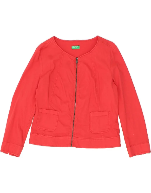 BENETTON Womens Tracksuit Top Jacket UK 14 Medium Pink Cotton Notch Collar Jacket Peter Pan Collar Jacket Cowl Neck Jacket BENETTON Womens Tracksuit Top Jacket UK 14 Medium Pink Cotton Notch Collar Jacket Peter Pan Collar Jacket Cowl Neck Jacket