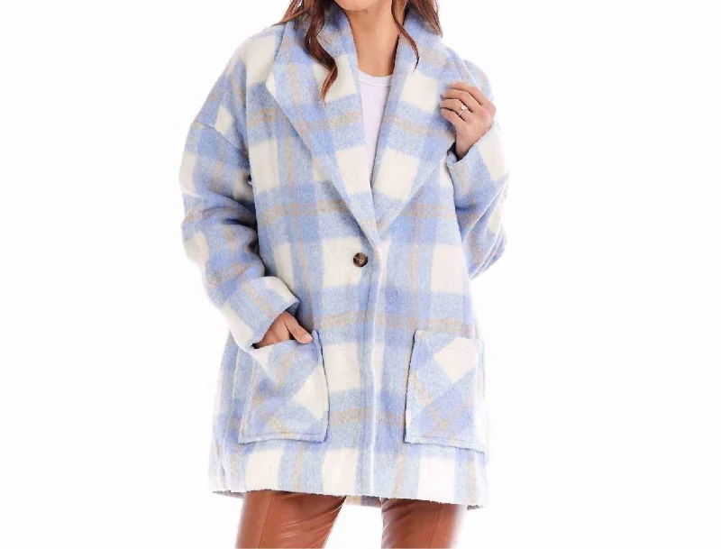 Boston Plaid Jacket In Blue Fleece Jacket Down Jacket Parka