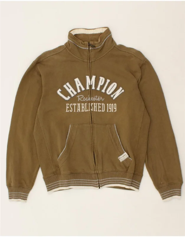 CHAMPION Womens Graphic Tracksuit Top Jacket UK 14 Medium Brown Cotton Cotton Fabric Linen Fabric Terry Fabric CHAMPION Womens Graphic Tracksuit Top Jacket UK 14 Medium Brown Cotton Cotton Fabric Linen Fabric Terry Fabric