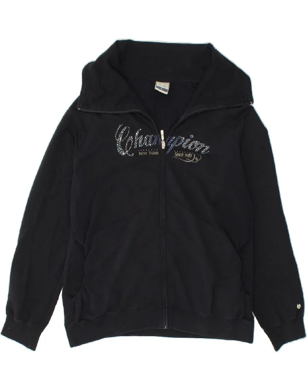 CHAMPION Womens Graphic Tracksuit Top Jacket UK 18 XL Navy Blue Cotton Embroidered Jacket Appliqued Jacket Beaded Jacket CHAMPION Womens Graphic Tracksuit Top Jacket UK 18 XL Navy Blue Cotton Embroidered Jacket Appliqued Jacket Beaded Jacket