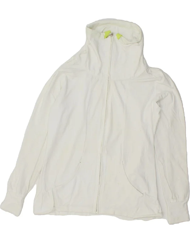 CHAMPION Womens Heritage Fit Tracksuit Top Jacket UK 12 Medium White Knit Fabric Woven Fabric Fleece Fabric CHAMPION Womens Heritage Fit Tracksuit Top Jacket UK 12 Medium White Knit Fabric Woven Fabric Fleece Fabric