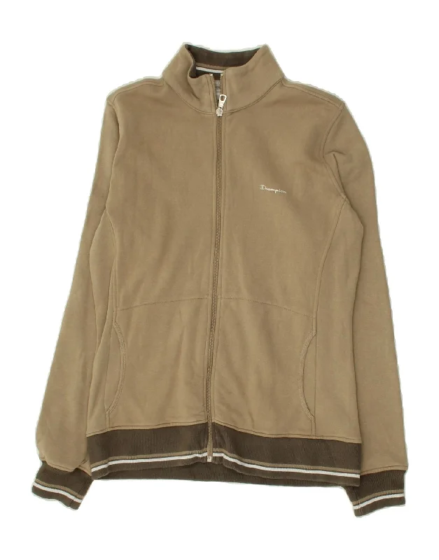 CHAMPION Womens Heritage Fit Tracksuit Top Jacket UK 16 Large Brown Cotton Cotton Fabric Linen Fabric Terry Fabric CHAMPION Womens Heritage Fit Tracksuit Top Jacket UK 16 Large Brown Cotton Cotton Fabric Linen Fabric Terry Fabric