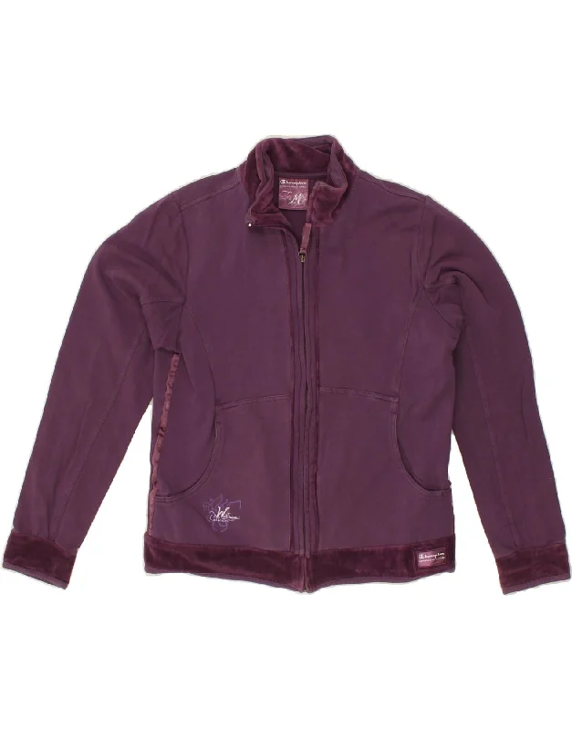 CHAMPION Womens Tracksuit Top Jacket UK 14 Medium Purple Cotton Knit Jacket Woven Jacket Fleece Jacket CHAMPION Womens Tracksuit Top Jacket UK 14 Medium Purple Cotton Knit Jacket Woven Jacket Fleece Jacket