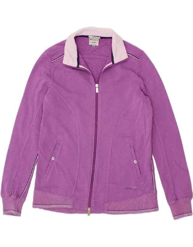 CHAMPION Womens Tracksuit Top Jacket UK 14 Medium Purple Cotton Zippered Jacket Buttoned Jacket Snapped Jacket CHAMPION Womens Tracksuit Top Jacket UK 14 Medium Purple Cotton Zippered Jacket Buttoned Jacket Snapped Jacket
