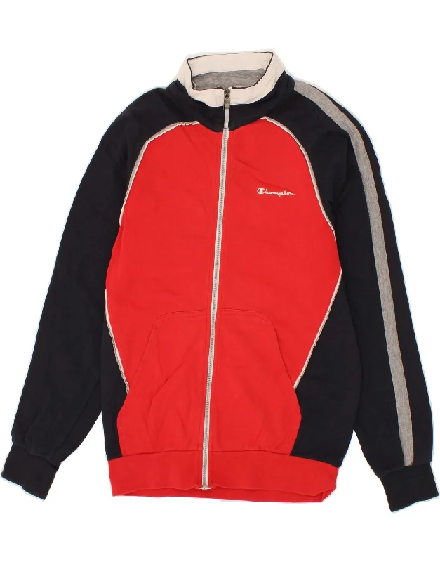 CHAMPION Womens Tracksuit Top Jacket UK 14 Medium Red Colourblock Cotton