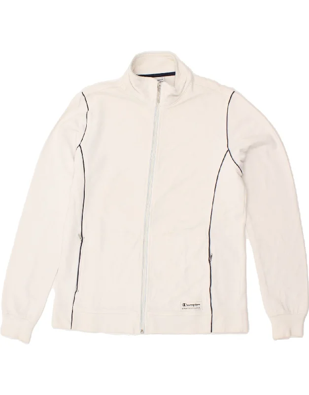 CHAMPION Womens Tracksuit Top Jacket UK 14 Medium White Cotton Mesh Jacket Canvas Jacket Denim Jacket
