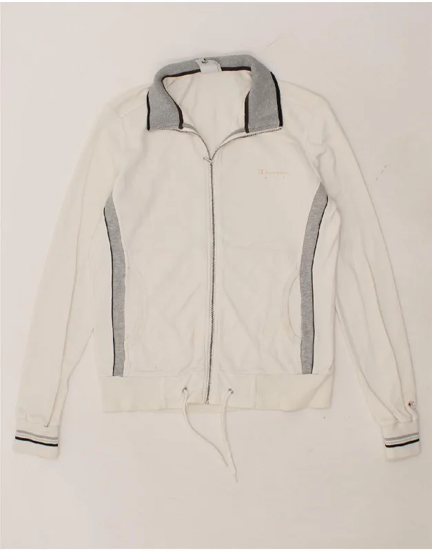 CHAMPION Womens Tracksuit Top Jacket UK 16 Large White Colourblock Cotton