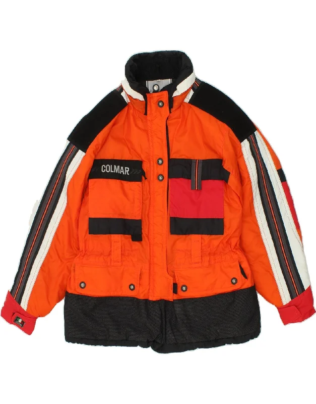 COLMAR Womens Hooded Ski Jacket IT 50 XL Orange Colourblock V-Neck Jacket Boat Neck Jacket Square Neck Jacket COLMAR Womens Hooded Ski Jacket IT 50 XL Orange Colourblock V-Neck Jacket Boat Neck Jacket Square Neck Jacket