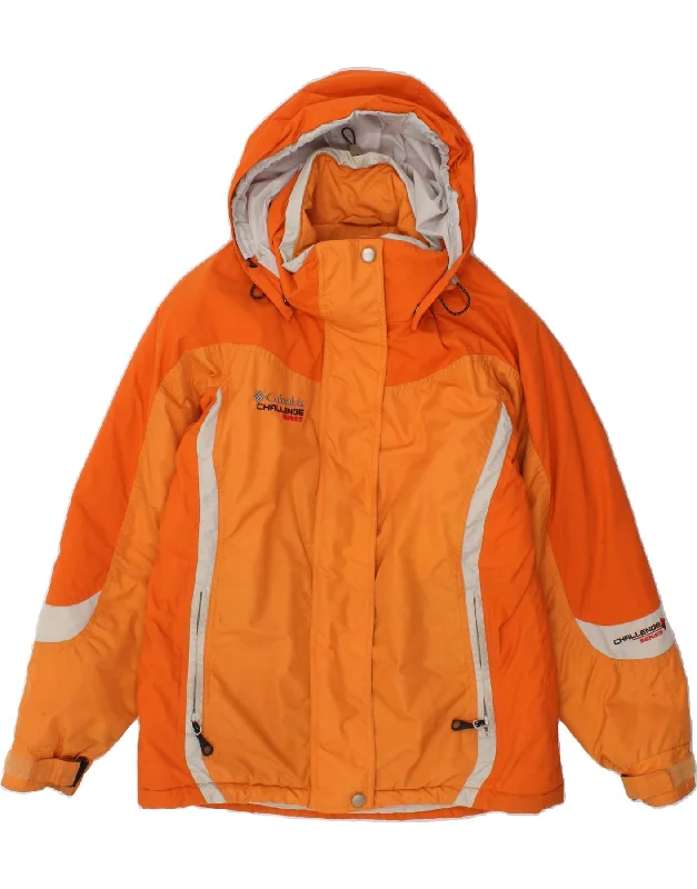 COLUMBIA Womens Hooded Ski Jacket UK 14 Medium Orange Colourblock Sports Print Jacket Jacquard Jacket Embroidered Jacket COLUMBIA Womens Hooded Ski Jacket UK 14 Medium Orange Colourblock Sports Print Jacket Jacquard Jacket Embroidered Jacket