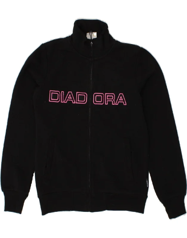 DIADORA Womens Graphic Tracksuit Top Jacket UK 10 Small Black Polyester Tailored Jacket Straight Jacket A-Line Jacket DIADORA Womens Graphic Tracksuit Top Jacket UK 10 Small Black Polyester Tailored Jacket Straight Jacket A-Line Jacket