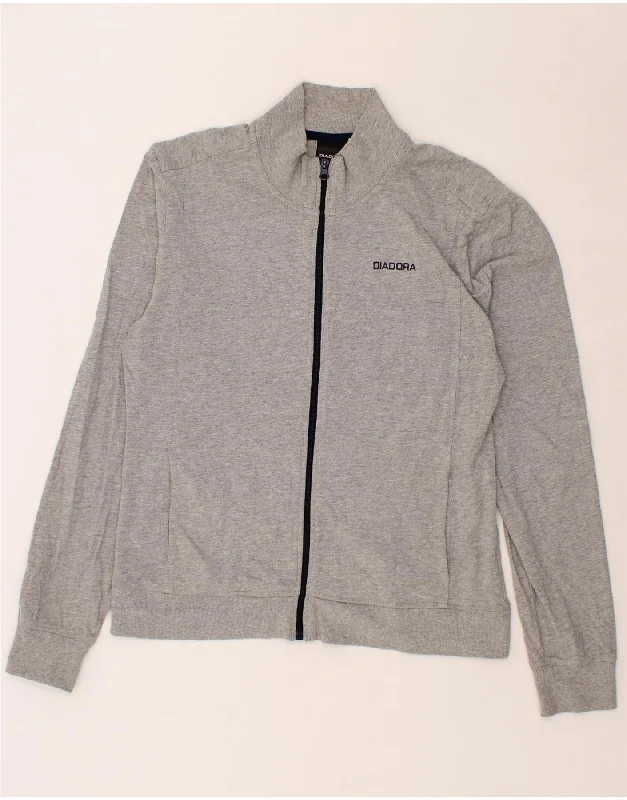 DIADORA Womens Tracksuit Top Jacket UK 20 2XL Grey Cotton