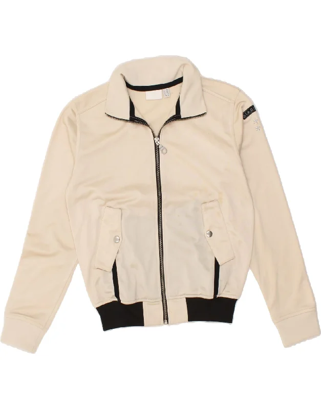DIADORA Womens Tracksuit Top Jacket UK 8 Small Beige Colourblock Polyester Appliqued Jacket Beaded Jacket Sequined Jacket DIADORA Womens Tracksuit Top Jacket UK 8 Small Beige Colourblock Polyester Appliqued Jacket Beaded Jacket Sequined Jacket