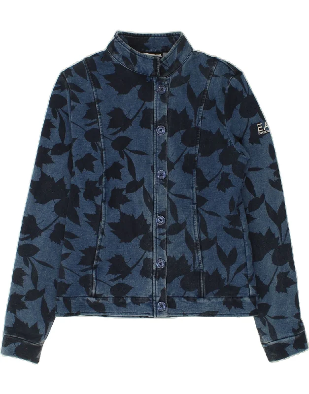 EMPORIO ARMANI Womens Tracksuit Top Jacket UK 10 Small Blue Cotton Fleece Fabric Down Fabric Feather Fabric EMPORIO ARMANI Womens Tracksuit Top Jacket UK 10 Small Blue Cotton Fleece Fabric Down Fabric Feather Fabric