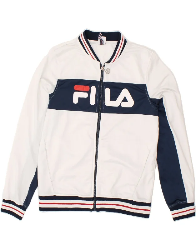 FILA Womens Graphic Tracksuit Top Jacket UK 16 Large White Colourblock Insulated Jacket Fitted Jacket Loose Jacket FILA Womens Graphic Tracksuit Top Jacket UK 16 Large White Colourblock Insulated Jacket Fitted Jacket Loose Jacket