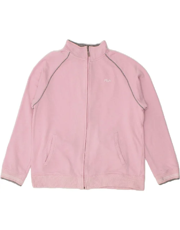 FILA Womens Tracksuit Top Jacket UK 14 Large Pink Cotton Bomber Jacket Anorak Windbreaker FILA Womens Tracksuit Top Jacket UK 14 Large Pink Cotton Bomber Jacket Anorak Windbreaker