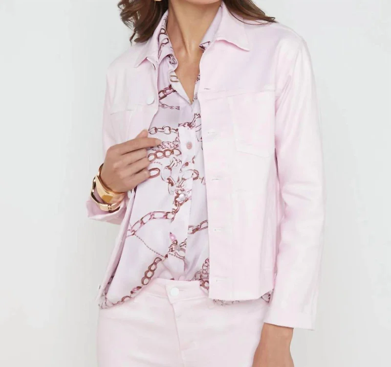 Janelle Coated Denim Jacket In Lilac Snow