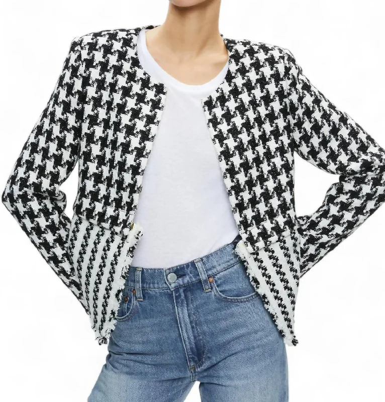 Kidman Two-Fer Boxy Raw Edge Jacket In Black/off White