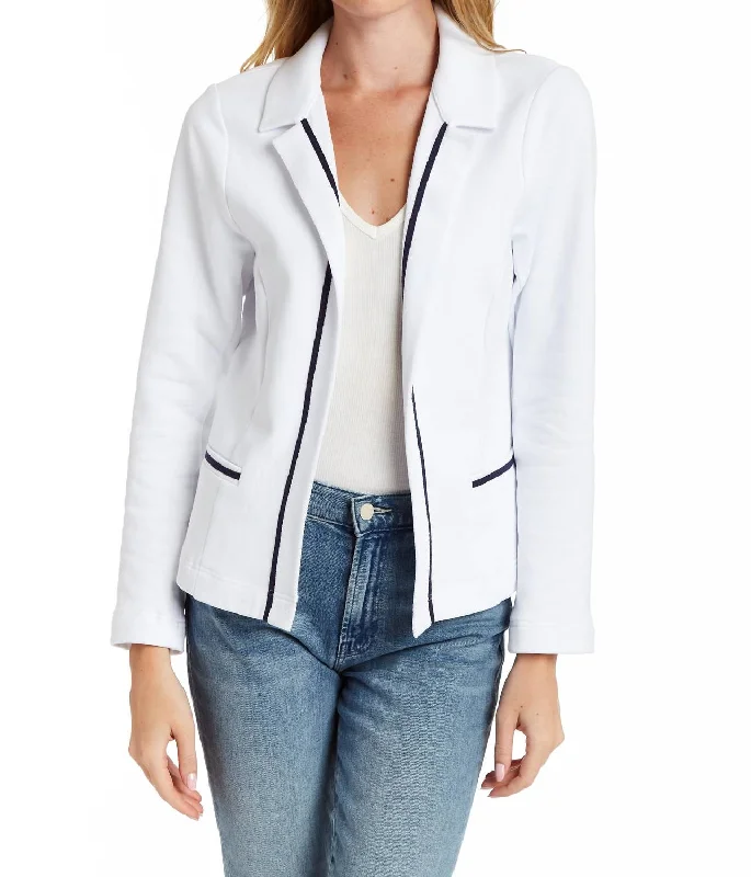 Kristen Terry Jacket In White Mesh Jacket Canvas Jacket Denim Jacket