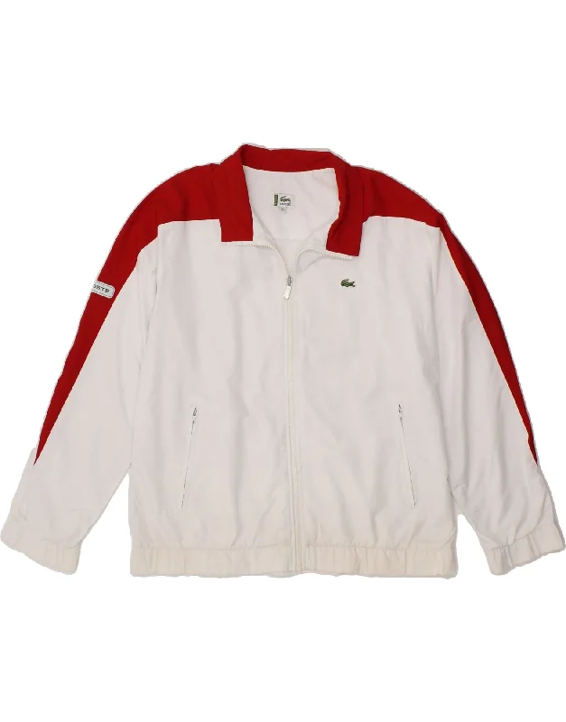 LACOSTE Womens Tracksuit Top Jacket Size 40 Medium White Colourblock