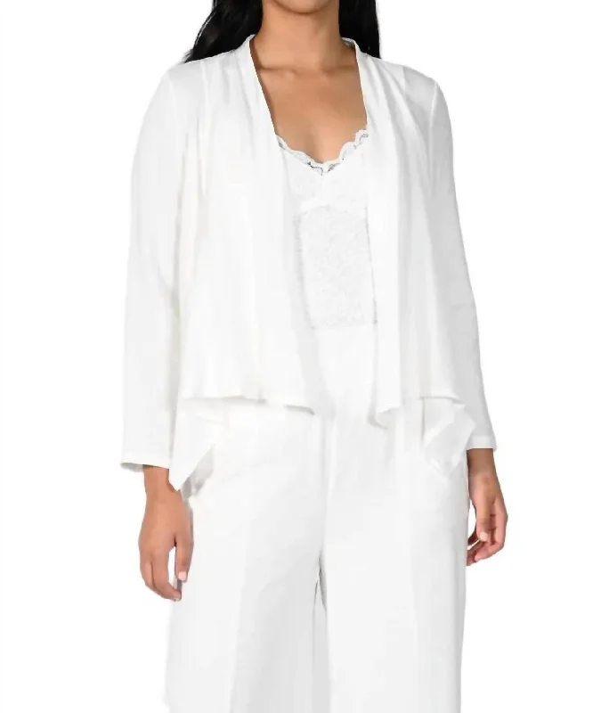 Long Sleeve Draped Jacket In White