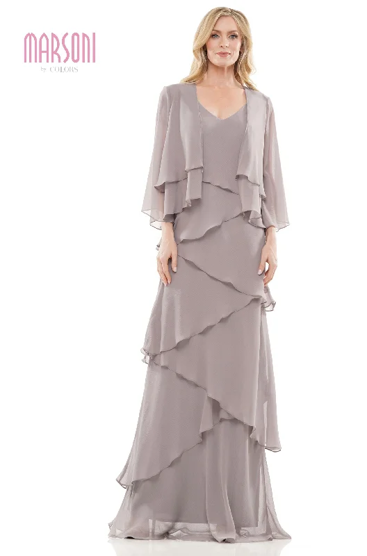 Marsoni by Colors -M309 Ruffled Sheath Dress With Jacket Jersey Jacket Tulle Jacket Batik Jacket Marsoni by Colors -M309 Ruffled Sheath Dress With Jacket Jersey Jacket Tulle Jacket Batik Jacket