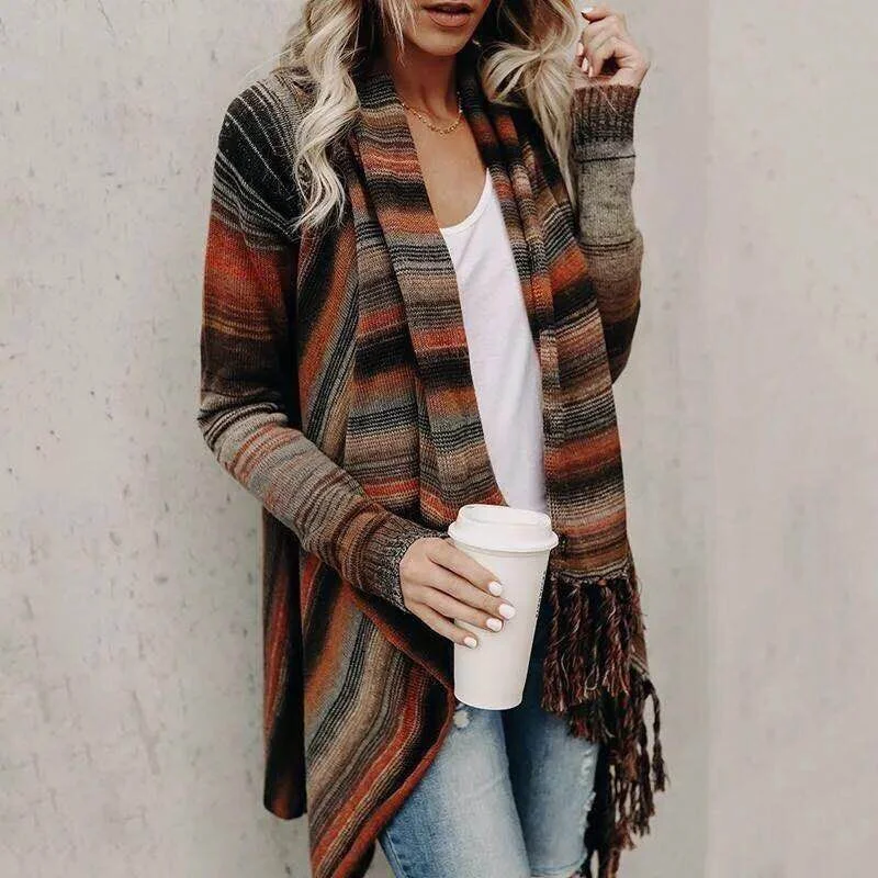 Mid-length slim fashion tassel striped jacket sweater Mesh Jacket Canvas Jacket Denim Jacket Mid-length slim fashion tassel striped jacket sweater Mesh Jacket Canvas Jacket Denim Jacket