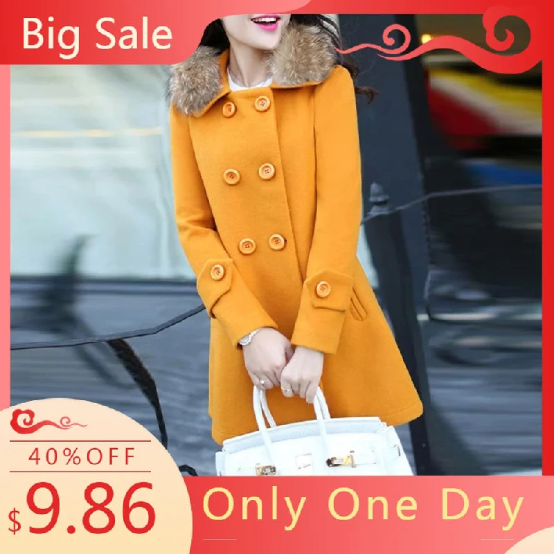 New 2019 Blends Woolens Overcoat Fur Collar Female Coat Autumn Winter Coats And Jackets Women Coat Women's Wool Coats Long Tops Insulated Jacket Fitted Jacket Loose Jacket New 2019 Blends Woolens Overcoat Fur Collar Female Coat Autumn Winter Coats And Jackets Women Coat Women's Wool Coats Long Tops Insulated Jacket Fitted Jacket Loose Jacket