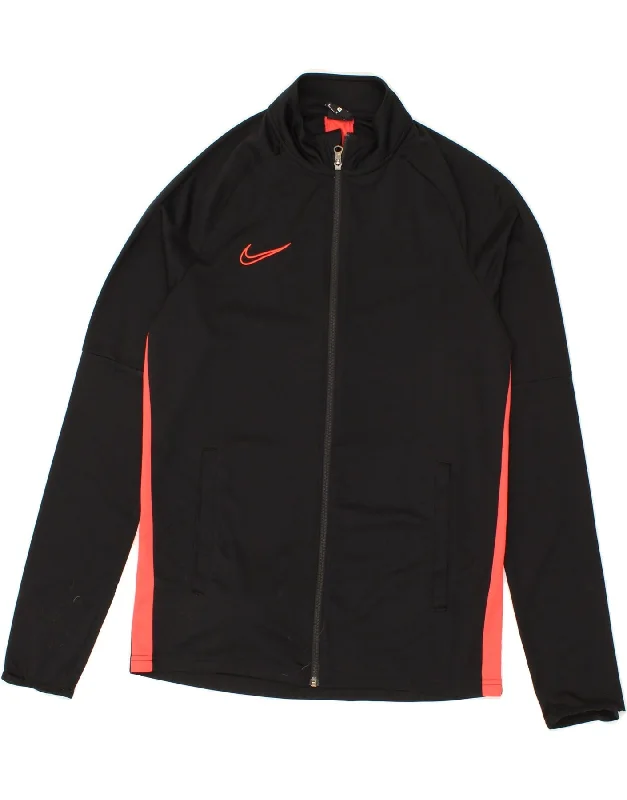 NIKE Womens Dri Fit Tracksuit Top Jacket UK 14 Medium Black Colourblock