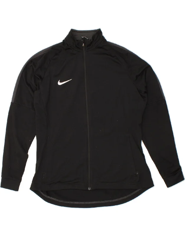 NIKE Womens Dri Fit Tracksuit Top Jacket UK 16 Large Black Polyester