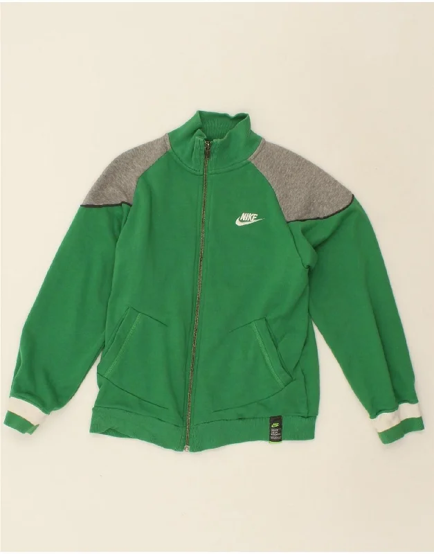 NIKE Womens Graphic Tracksuit Top Jacket UK 12 Medium Green A-Line Jacket Boat Neck Shawl Collar NIKE Womens Graphic Tracksuit Top Jacket UK 12 Medium Green A-Line Jacket Boat Neck Shawl Collar