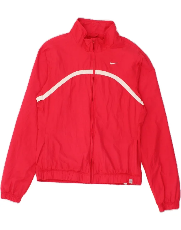 NIKE Womens Tracksuit Top Jacket UK 12 Medium Red Polyester