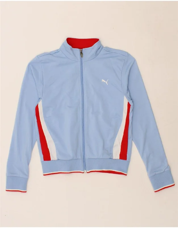 PUMA Womens Graphic Tracksuit Top Jacket UK 10 Small  Blue Colourblock