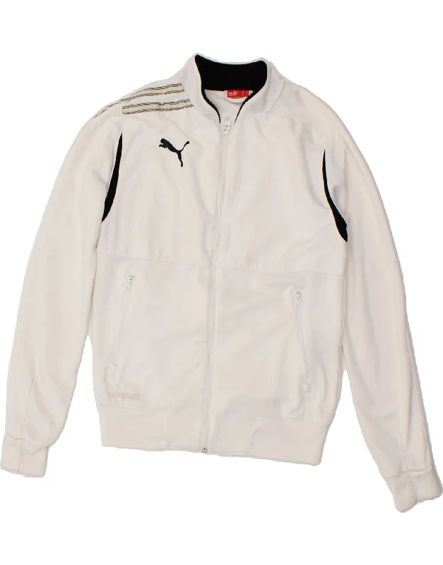 PUMA Womens Graphic Tracksuit Top Jacket UK 10 Small White Colourblock