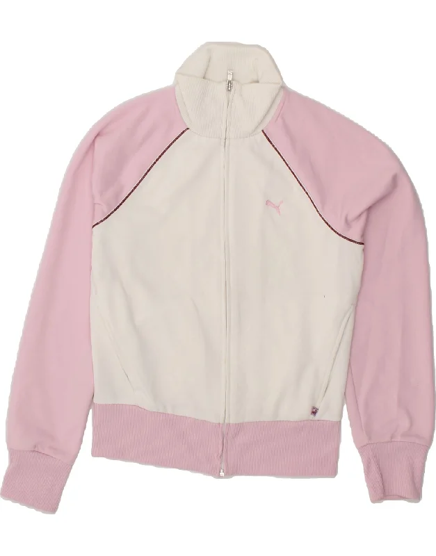 PUMA Womens Graphic Tracksuit Top Jacket UK 14 Large White Colourblock Stand-Up Collar Roll-Neck Collar Turtle Neck PUMA Womens Graphic Tracksuit Top Jacket UK 14 Large White Colourblock Stand-Up Collar Roll-Neck Collar Turtle Neck