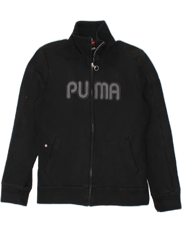 PUMA Womens Graphic Tracksuit Top Jacket UK 14 Medium  Black Cotton