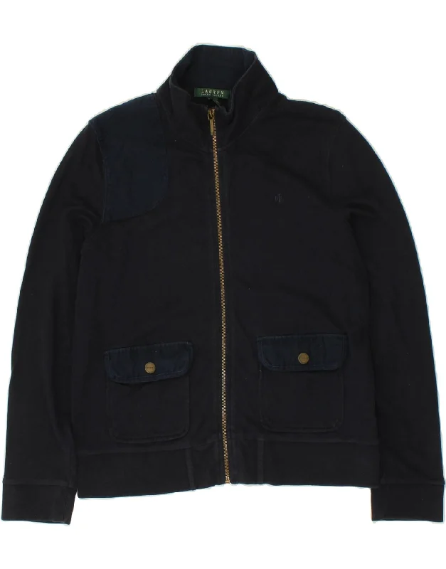 RALPH LAUREN Womens Tracksuit Top Jacket UK 16 Large Navy Blue Cotton Faux Fur Fabric Real Fur Fabric Shearling Fabric RALPH LAUREN Womens Tracksuit Top Jacket UK 16 Large Navy Blue Cotton Faux Fur Fabric Real Fur Fabric Shearling Fabric