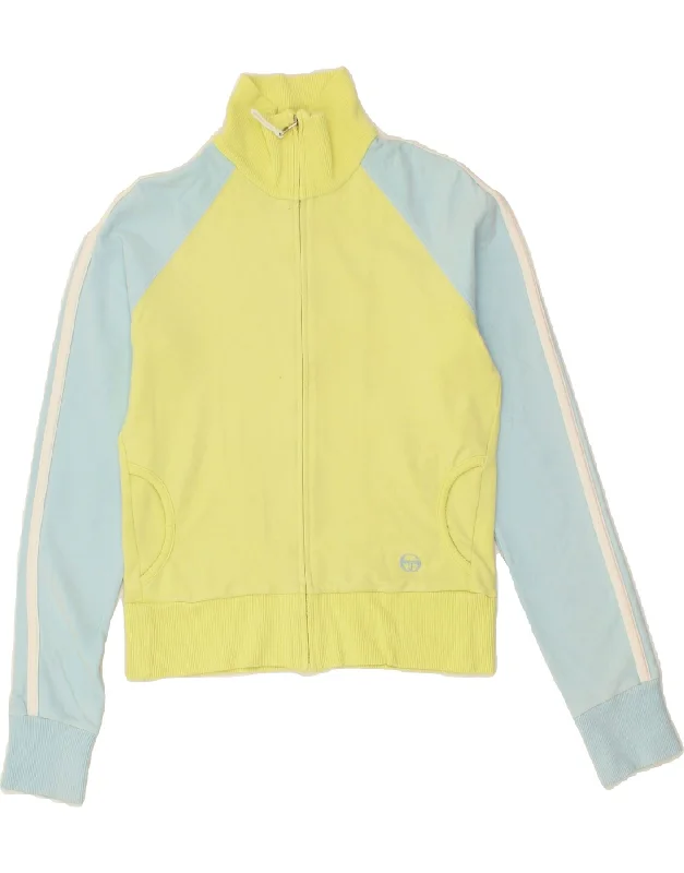 SERGIO TACCHINI Womens Crop Tracksuit Top Jacket UK 12 Medium Yellow