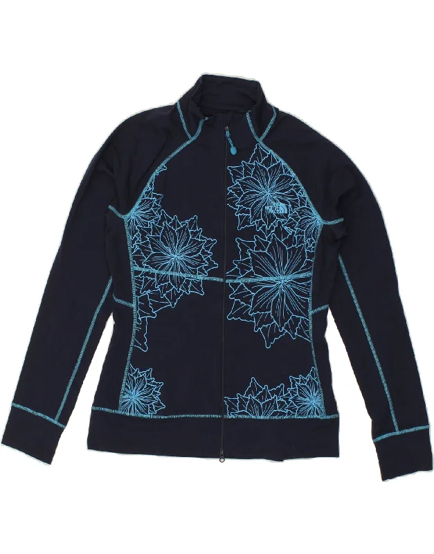 THE NORTH FACE Womens Tracksuit Top Jacket UK 14 Large Navy Blue Floral Hooded Jacket Caped Jacket Shawl Collar Jacket THE NORTH FACE Womens Tracksuit Top Jacket UK 14 Large Navy Blue Floral Hooded Jacket Caped Jacket Shawl Collar Jacket