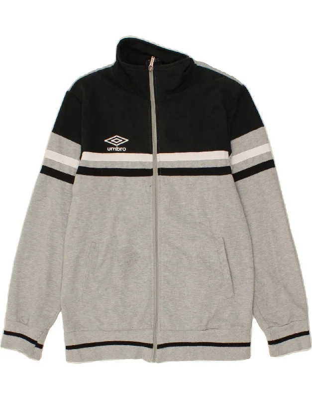 UMBRO Womens Tracksuit Top Jacket UK 16 Large Grey Colourblock Cotton Hoodie Zip-Up Jacket Button-Up Jacket