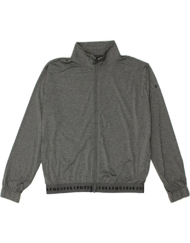 UNDER ARMOUR Womens Graphic Tracksuit Top Jacket UK 10 Small Grey A-Line Jacket Boat Neck Shawl Collar UNDER ARMOUR Womens Graphic Tracksuit Top Jacket UK 10 Small Grey A-Line Jacket Boat Neck Shawl Collar
