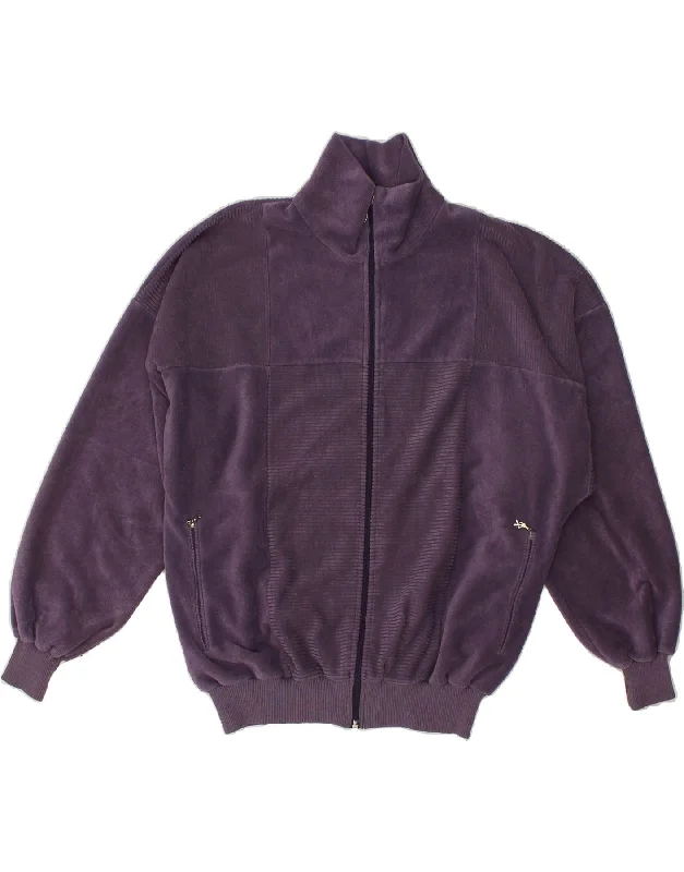 VINTAGE Womens Velour Tracksuit Top Jacket EU 44 XL Purple Cotton Denim Fabric Leather Fabric Suede Fabric VINTAGE Womens Velour Tracksuit Top Jacket EU 44 XL Purple Cotton Denim Fabric Leather Fabric Suede Fabric
