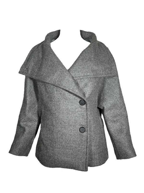 Women Portrait Collar Jacket In Grey