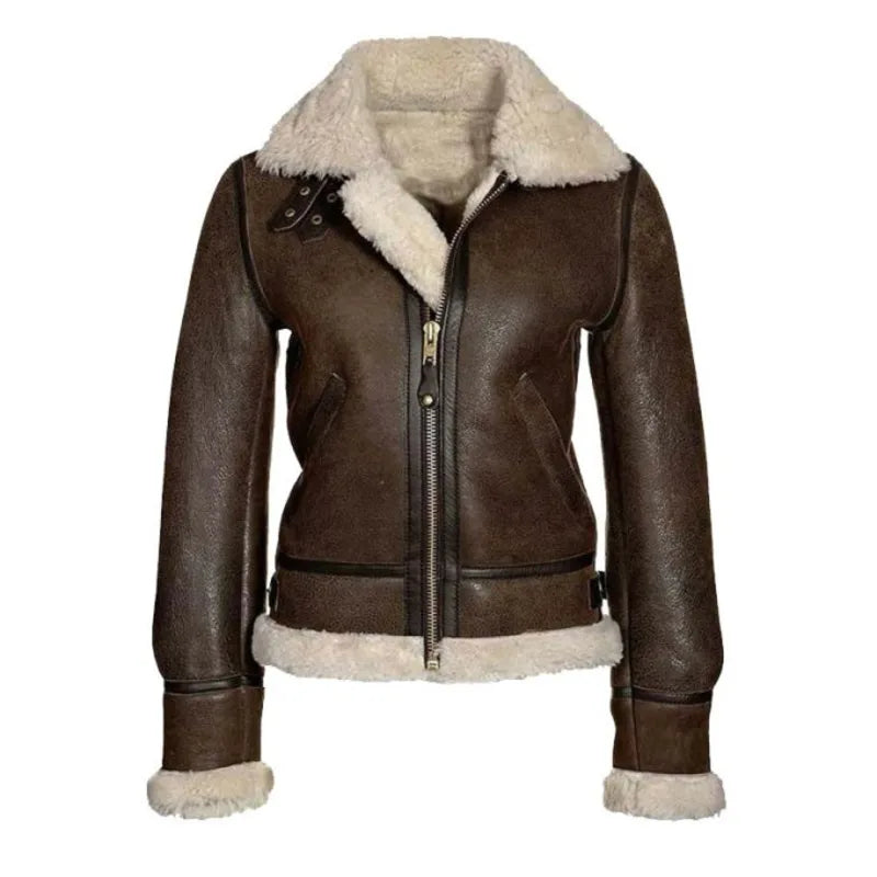 Women’s Distressed Leather Jacket Anorak Shell Jacket Lightweight Jacket
